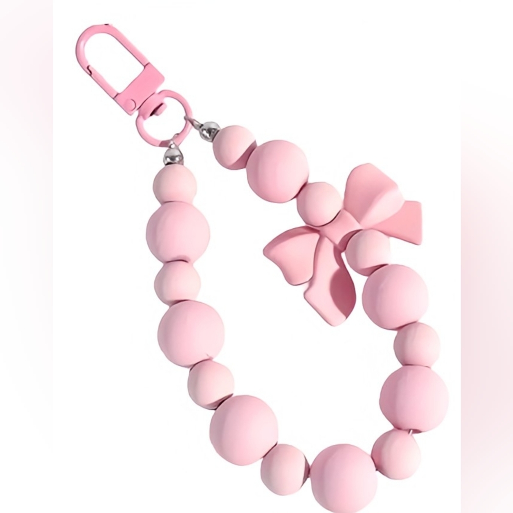 Pink Bow Beaded Phone Lanyard Chain 12.5cm